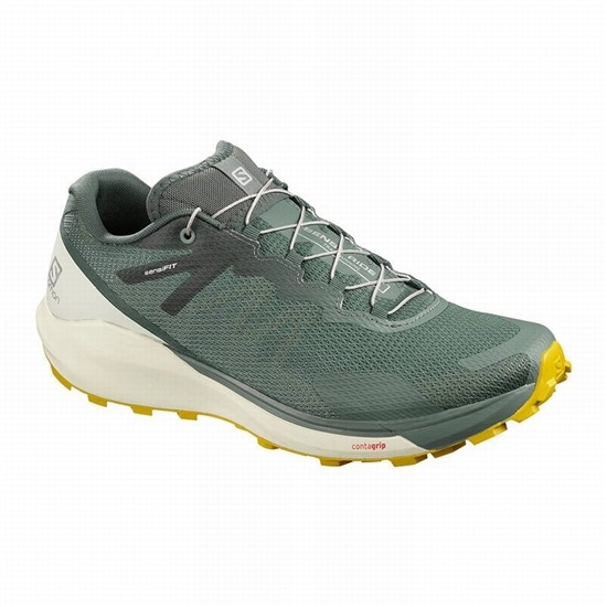Men's Salomon SENSE RIDE 3 Trail Running Shoes Olive | VKHCNW-286