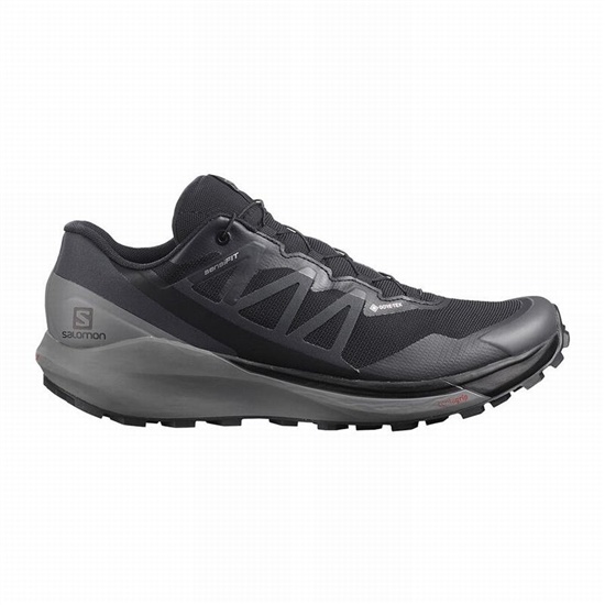 Men's Salomon SENSE RIDE 4 GORE-TEX INVISIBLE FIT Trail Running Shoes Black | KHPZUQ-709