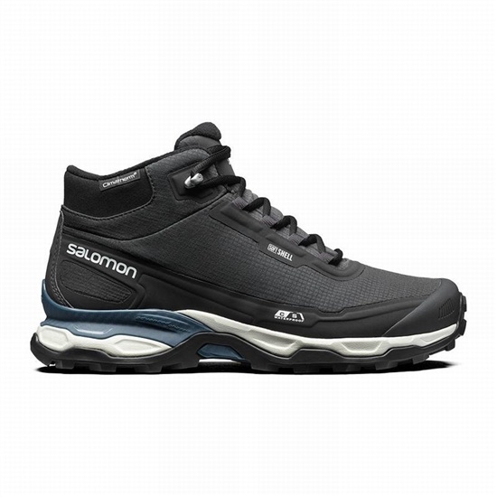 Men's Salomon SHELTER CSWP ADVANCED Trail Running Shoes Black / Blue | SFUTNE-570