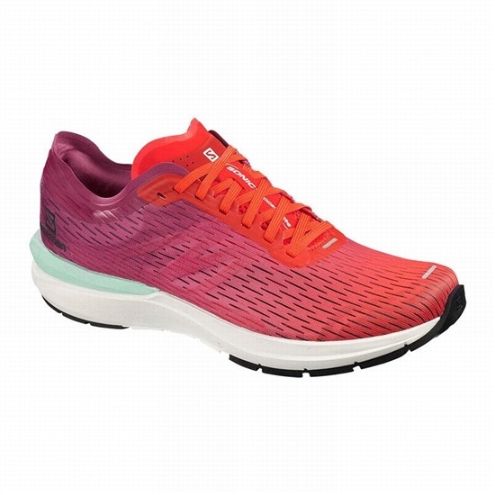 Men's Salomon SONIC 3 ACCELERATE Running Shoes Pink / White | RGILUF-916