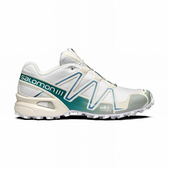 Men's Salomon SPEEDCROSS 3 Trail Running Shoes White / Light Turquoise | OFKPNM-850
