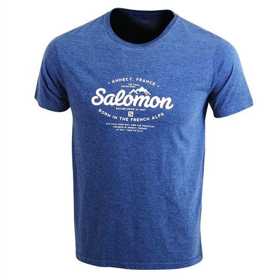 Men's Salomon SPRUCE SS M T Shirts Dark Denim | CFYRBI-126