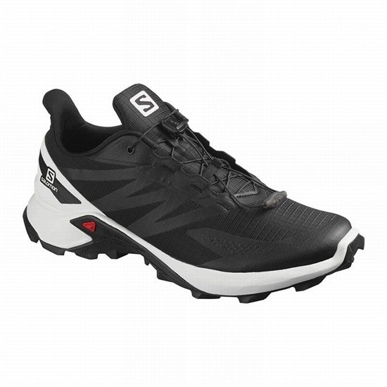 Men's Salomon SUPERCROSS BLAST Trail Running Shoes Black / White | BCZAET-608