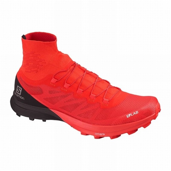 Men's Salomon S/LAB SENSE 8 SOFTGROUND Trail Running Shoes Red / Black | ZDAVYF-146