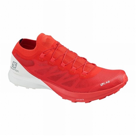 Men's Salomon S/LAB SENSE 8 Trail Running Shoes Red / White | ZOCQXN-835