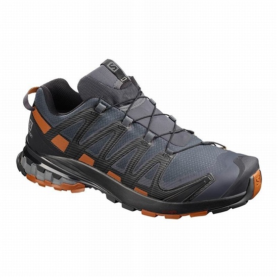 Men's Salomon XA PRO 3D V8 GORE-TEX WIDE Hiking Shoes Dark Blue / Black | ZLFCVP-530