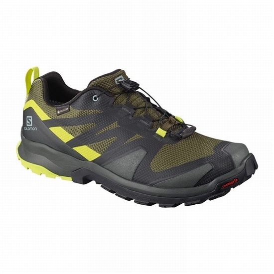Men's Salomon XA ROGG GTX Hiking Shoes Olive / Light Yellow | RFOWIV-569
