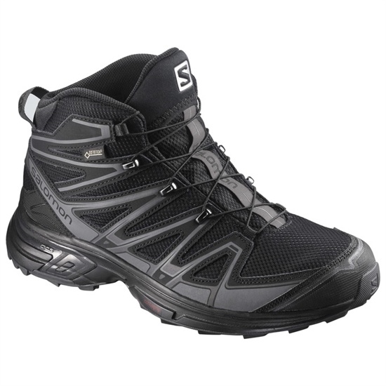 Men's Salomon X-CHASE MID GTX Hiking Shoes Black | AWBOTZ-734