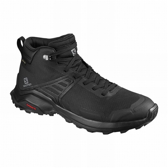 Men's Salomon X RAISE MID GORE-TEX Hiking Shoes Black | MRDPZG-971