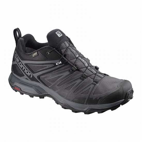 Men's Salomon X ULTRA 3 WIDE GORE-TEX Hiking Shoes Black | LUIMRH-410