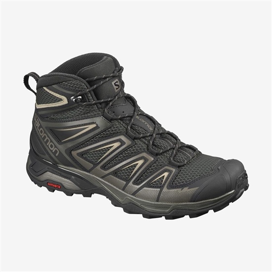 Men's Salomon X ULTRA MID 3 AERO Hiking Boots Black | BKZXIN-376