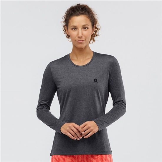 Women's Salomon AGILE Long Sleeve T Shirts Black | CIKGAF-394