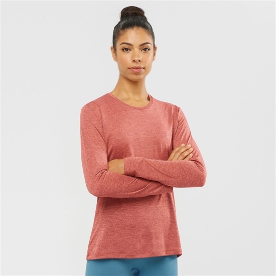 Women's Salomon AGILE Long Sleeve T Shirts Coral | HCMQJO-209