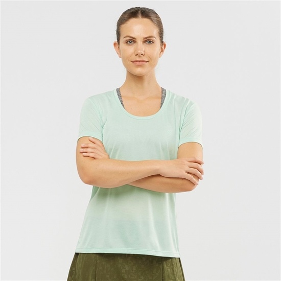 Women's Salomon AGILE Road Running Short Sleeve T Shirts Light Blue | PWRVXF-318