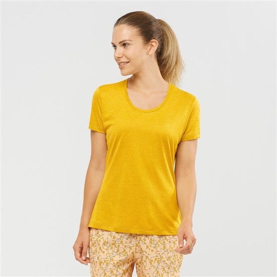 Women's Salomon AGILE Road Running Short Sleeve T Shirts Yellow | WKOZTI-802