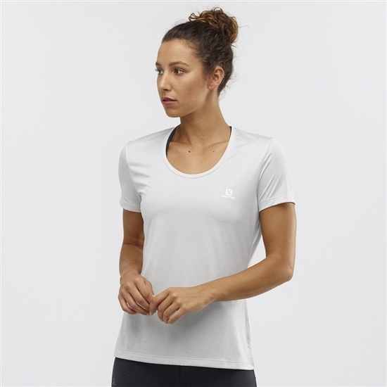 Women's Salomon AGILE Road Running Short Sleeve T Shirts Light Grey | YOSTDW-613