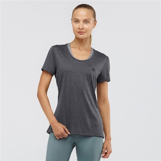 Women's Salomon AGILE T Shirts Black | ZTWMIC-291