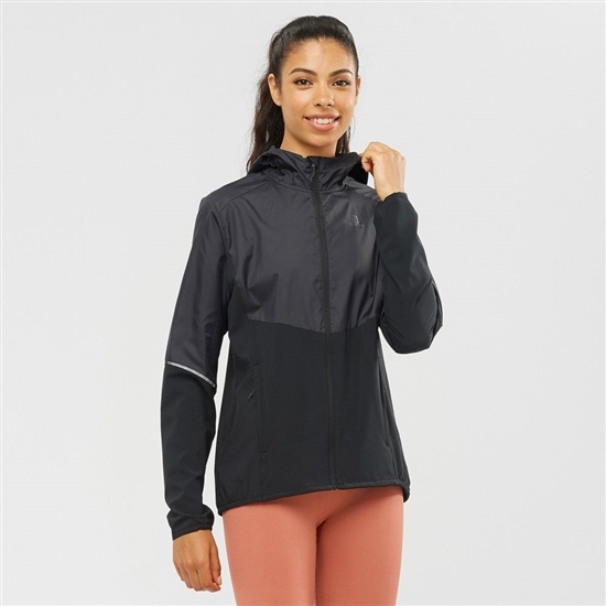 Women's Salomon AGILE WIND Jackets Black | LGOZJS-391