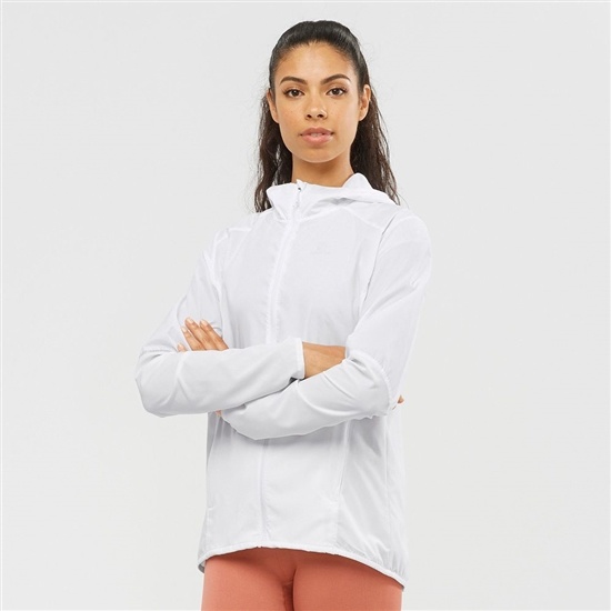 Women's Salomon AGILE WIND Jackets White | XCEOFS-249