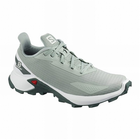 Women's Salomon ALPHACROSS BLAST Trail Running Shoes Light Turquoise Grey / White | 4529XBZKD