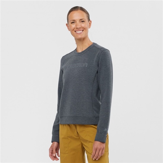 Women's Salomon COMET CREW NECK PULL W Midlayers Dark Grey | BZKEYF-849