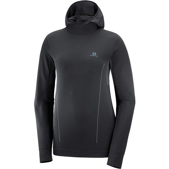 Women's Salomon COMET SEAMLESS W Hoodie Black | RJQBUT-708