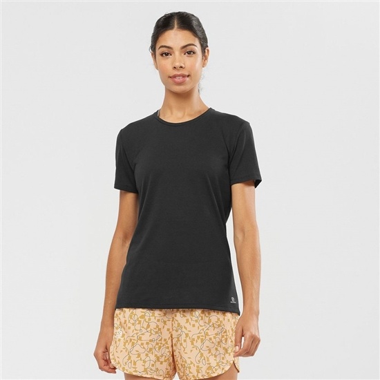 Women's Salomon COMET SLEEVE T Shirts Black | UPOTRF-541