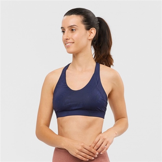 Women's Salomon COMET W Sport Bra Navy | KYVEPI-016