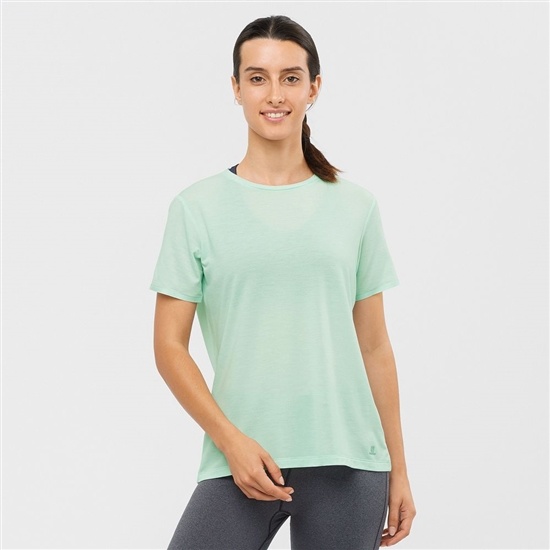 Women's Salomon ESSENTIAL TENCEL T Shirts Blue | HGLMJC-863