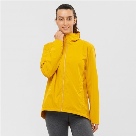 Women's Salomon ESSENTIAL WATERPROOF 2L Jackets Yellow | 0241YOAGB