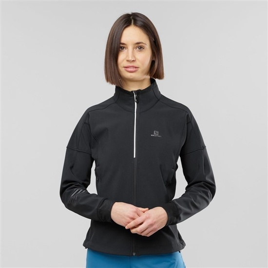 Women's Salomon LIGHTNING WARM SSHELL JKT W Waterproof Jackets Black | 9786IWGYR