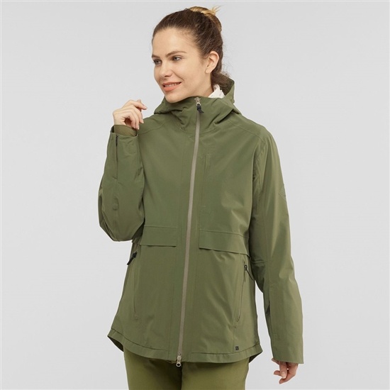 Women's Salomon OUTLAW 3IN1 W Ski Jackets Olive | VCAJGI-016