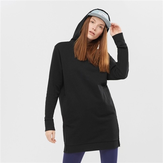 Women's Salomon OUTLIFE DRESS W Dress Hoodie Black | XMJKFC-513