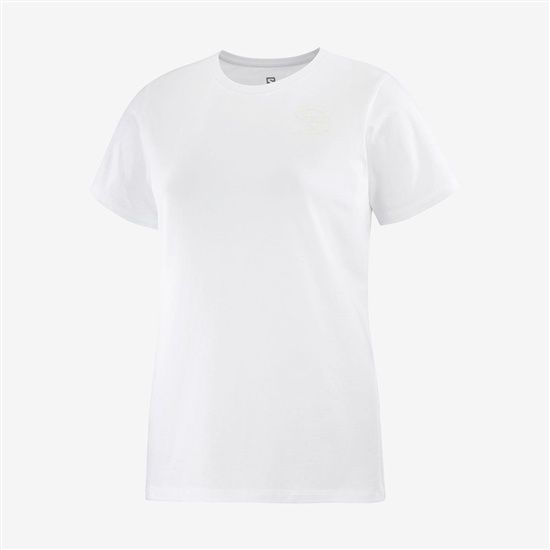 Women's Salomon OUTLIFE SMALL LOGO SS W Short Sleeve T Shirts White | MOSUDP-971