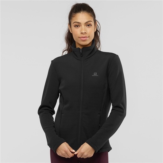 Women's Salomon RADIANT FULL ZIP W Full Zip Midlayer Jacket Midlayers Black | CFQUJE-634