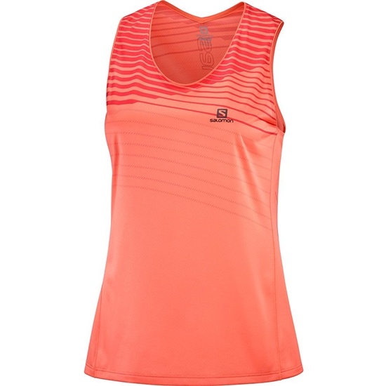 Women's Salomon SENSE W T Shirts Orangered | BHSOAK-873