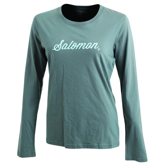 Women's Salomon SMOOTH LS W Long Sleeve T Shirts Green | RFUBIW-324