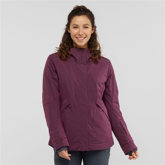 Women's Salomon SNOW REBEL Ski Jackets Burgundy | AJEZID-516