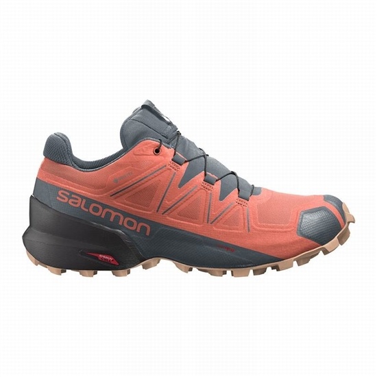 Women's Salomon SPEEDCROSS 5 GORE-TEX Trail Running Shoes Orange / Grey | 1634RJZTA