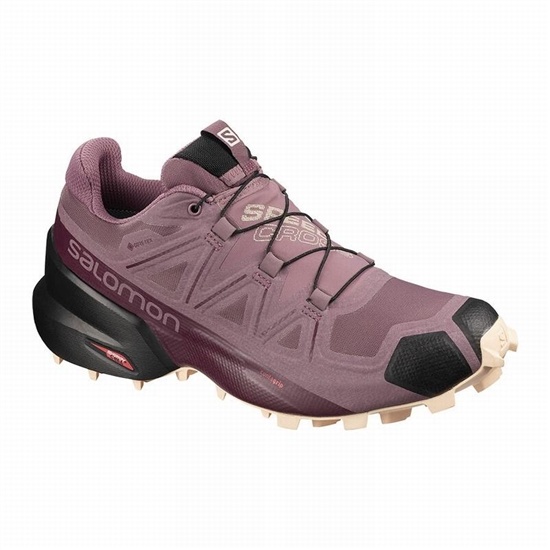 Women's Salomon SPEEDCROSS 5 GORE-TEX Trail Running Shoes Burgundy / Black | 8924EDQKI