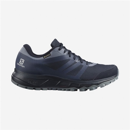 Women's Salomon TRAILSTER 2 GORE-TEX Trail Running Shoes Navy / Grey | 2701EYRNA