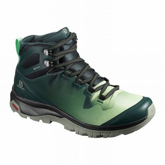 Women's Salomon VAYA MID GORE-TEX Hiking Shoes Green / Grey | GSTNUL-869
