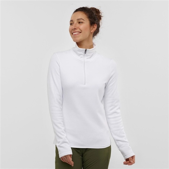 Women's Salomon WARM AMBITION HALF ZIP W Half Zip Jacket Midlayers White | TLXCHD-589