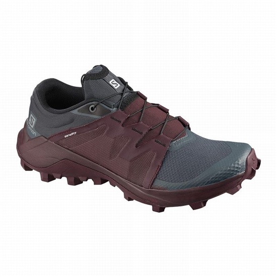 Women's Salomon WILDCROSS W Trail Running Shoes Gray / Burgundy | 7962KXHTE