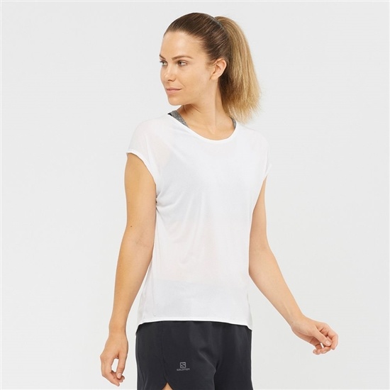 Women's Salomon XA SLEEVE TECH W Short Sleeve T Shirts White | DZQGVX-893