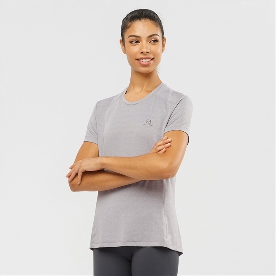 Women's Salomon XA W Short Sleeve T Shirts Grey | HKLZPO-809