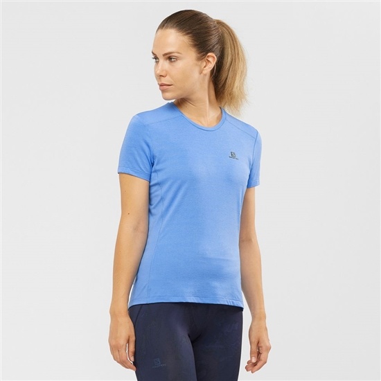 Women's Salomon XA W Short Sleeve T Shirts Marina | HSGRKW-159