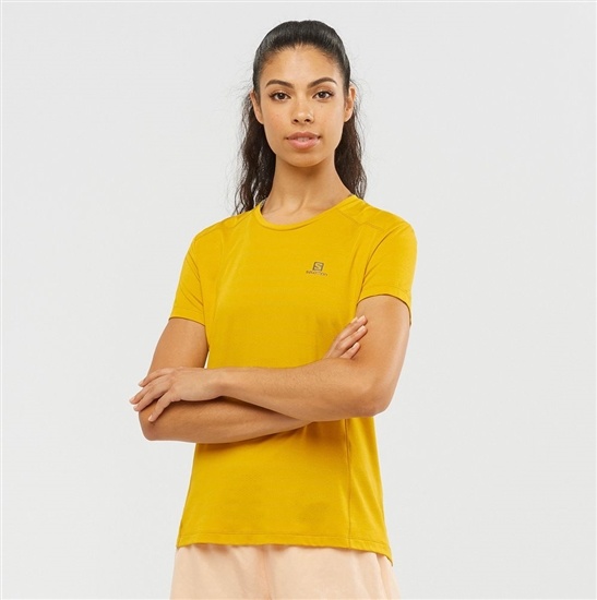 Women's Salomon XA W Short Sleeve T Shirts Yellow | MNXQCR-304