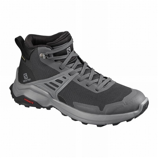 Women's Salomon X RAISE MID GORE-TEX Hiking Shoes Dark Blue / Black | MSIBCY-351