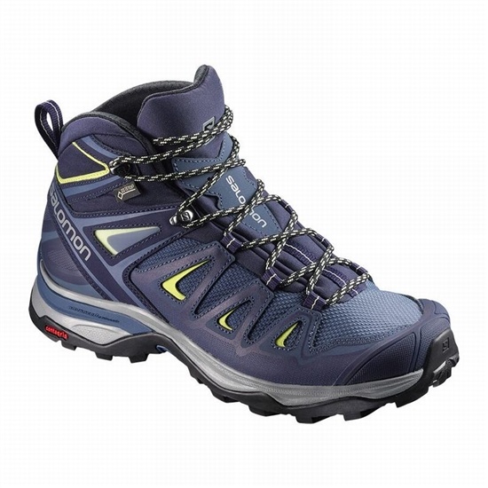 Women's Salomon X ULTRA 3 MID GORE-TEX Hiking Boots Blue | POLBTM-645